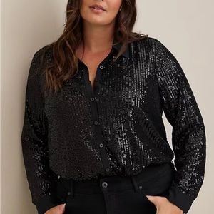 Torrid Sequin Black Blouse